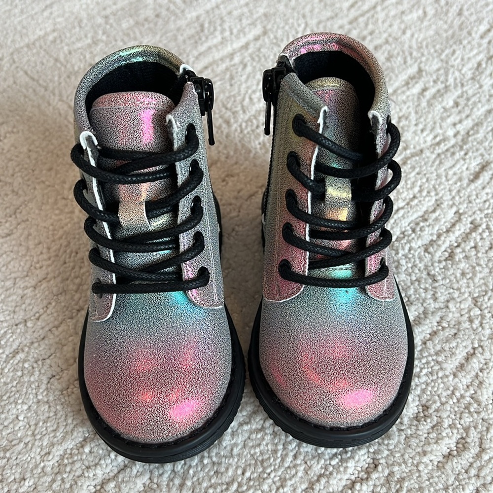 Toddler girls rainbow lace up moto boots - Picture 5 of 10